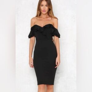 Hello Molly Elegant Black Off-Shoulder Dress